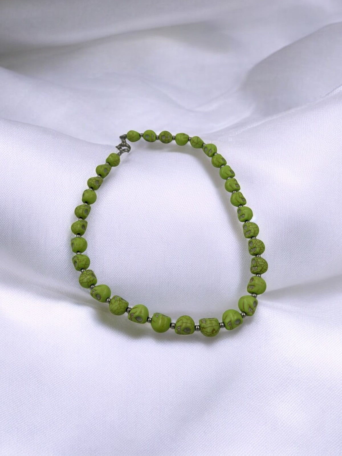 Natural Lime Turquoise Beaded Choker Necklace