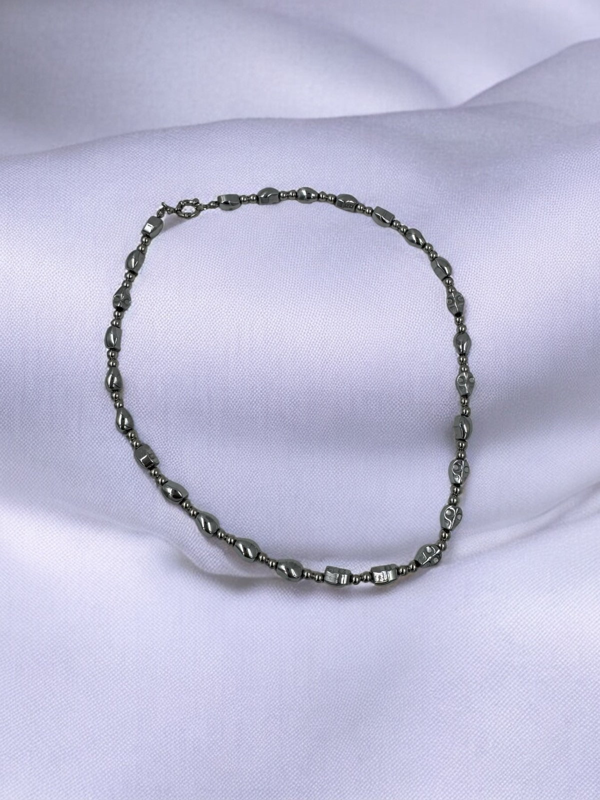 Sleek Hematite Modern Beaded Necklace