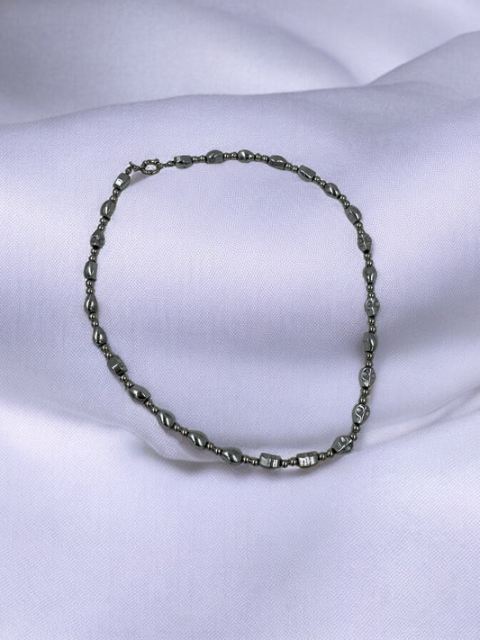Sleek Hematite Modern Beaded Necklace