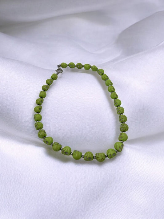 Natural Lime Turquoise Beaded Choker Necklace